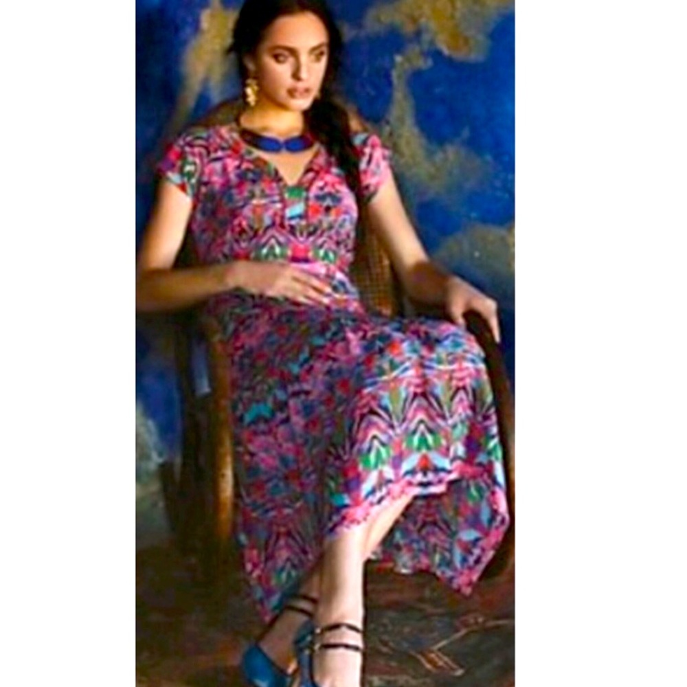 ANTHROPOLOGIE l Vanessa Virginia Mural Maxi Dress Size 4